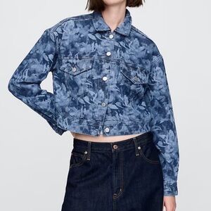GAP Blue Floral Denim Jacket
